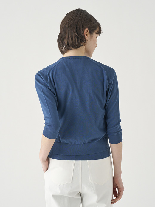 コットンクルーネック７分袖ニットカーディガン | S4901 | 30G 詳細画像 DELFT BLUE 6