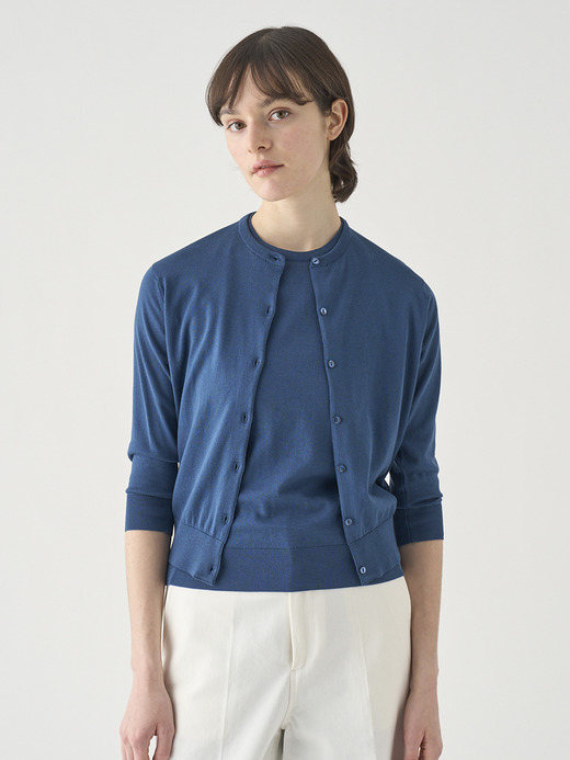 コットンクルーネック７分袖ニットカーディガン | S4901 | 30G 詳細画像 DELFT BLUE 7