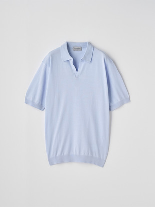 スキッパーネック半袖コットンニットプルオーバー | SYRES | 30G MODERN FIT