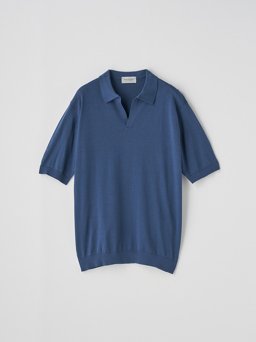 スキッパーネック半袖コットンニットプルオーバー | SYRES | 30G MODERN FIT 詳細画像 DELFT BLUE 2