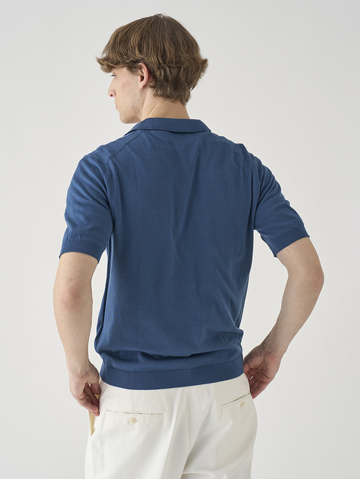 スキッパーネック半袖コットンニットプルオーバー | SYRES | 30G MODERN FIT 詳細画像 DELFT BLUE 6
