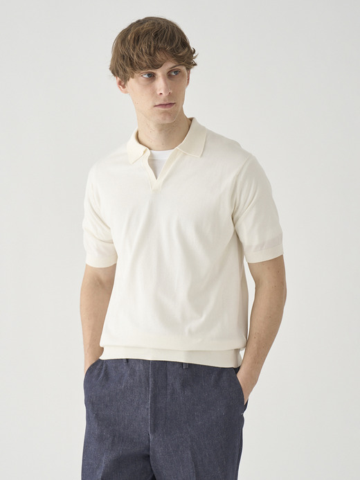 スキッパーネック半袖コットンニットプルオーバー | SYRES | 30G MODERN FIT 詳細画像 STARCH 3