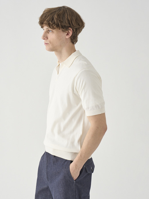 スキッパーネック半袖コットンニットプルオーバー | SYRES | 30G MODERN FIT 詳細画像 STARCH 4