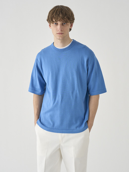 ウェルトヘム半袖コットンニットＴシャツ | TINDALL | 24G 詳細画像 SKYE BLUE 3