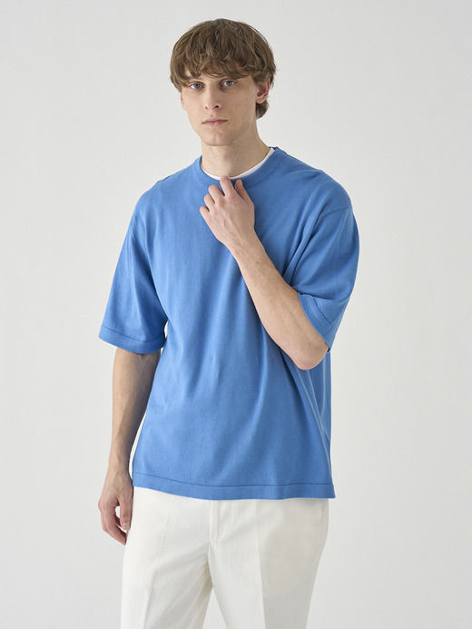 ウェルトヘム半袖コットンニットＴシャツ | TINDALL | 24G 詳細画像 SKYE BLUE 4