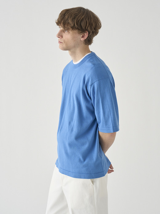 ウェルトヘム半袖コットンニットＴシャツ | TINDALL | 24G 詳細画像 SKYE BLUE 5