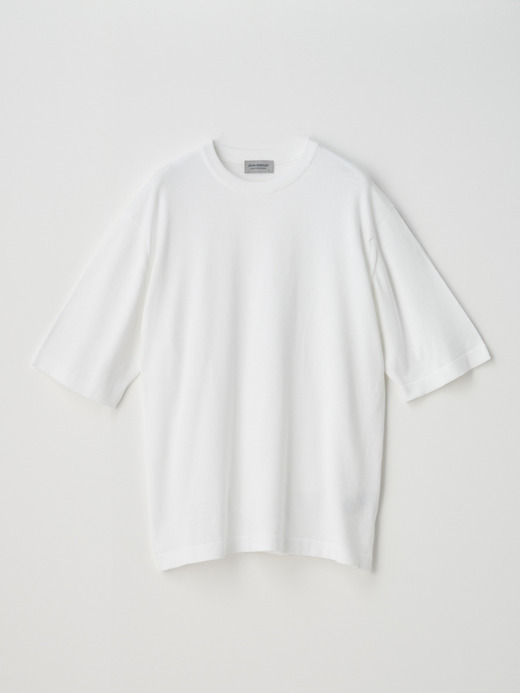 ウェルトヘム半袖コットンニットＴシャツ | TINDALL | 24G 詳細画像 WHITE 2