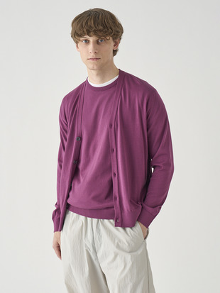 Ｖネック長袖コットンニットカーディガン | WISTING | 30G MODERN FIT