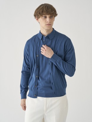 Ｖネック長袖コットンニットカーディガン | WISTING | 30G MODERN FIT