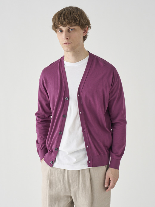 Ｖネック長袖コットンニットカーディガン | WISTING | 30G MODERN FIT 詳細画像 AMARANTH 4