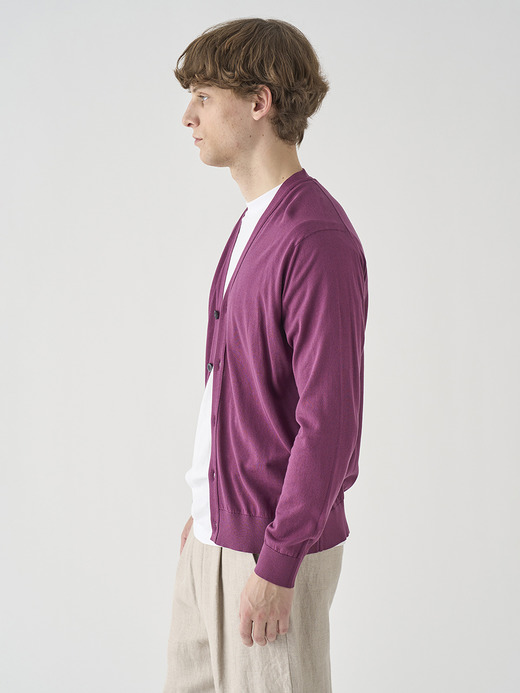 Ｖネック長袖コットンニットカーディガン | WISTING | 30G MODERN FIT 詳細画像 AMARANTH 5