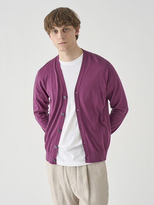 Ｖネック長袖コットンニットカーディガン | WISTING | 30G MODERN FIT 詳細画像 AMARANTH 8