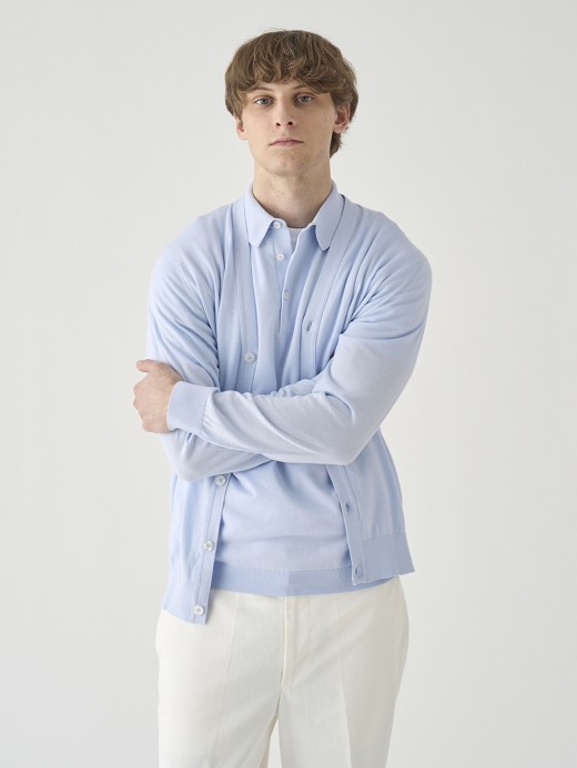 Ｖネック長袖コットンニットカーディガン | WISTING | 30G MODERN FIT 詳細画像 DEW 1