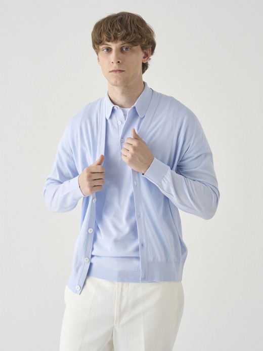 Ｖネック長袖コットンニットカーディガン | WISTING | 30G MODERN FIT 詳細画像 DEW 2