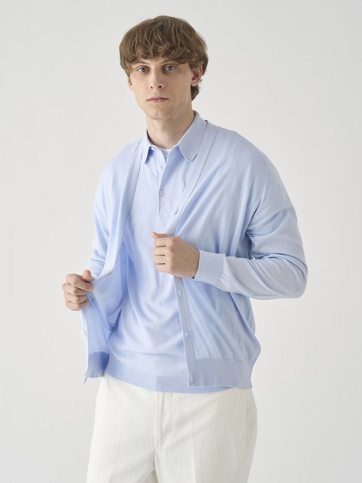 Ｖネック長袖コットンニットカーディガン | WISTING | 30G MODERN FIT 詳細画像 DEW 3