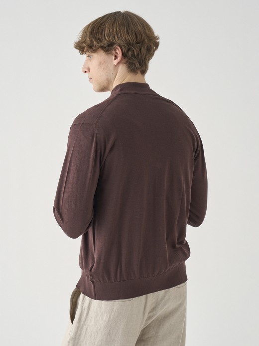 Ｖネック長袖コットンニットカーディガン | WISTING | 30G MODERN FIT 詳細画像 RAISIN 7