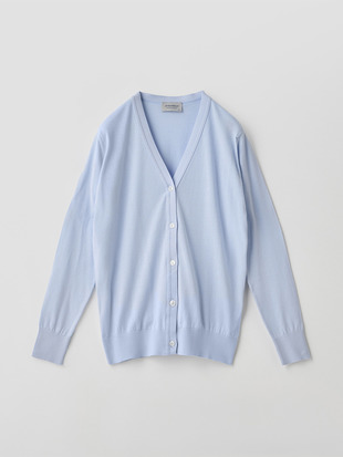 Ｖネック長袖コットンニットカーディガン | YASMIN | 30G MODERN FIT