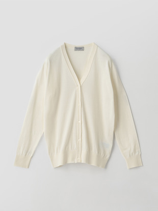 Ｖネック長袖コットンニットカーディガン | YASMIN | 30G MODERN FIT