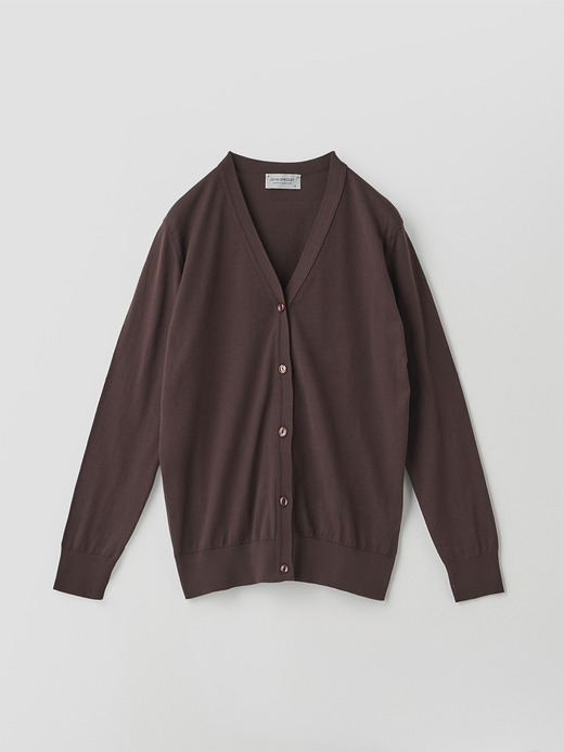 Ｖネック長袖コットンニットカーディガン | YASMIN | 30G MODERN FIT 詳細画像 RAISIN 1